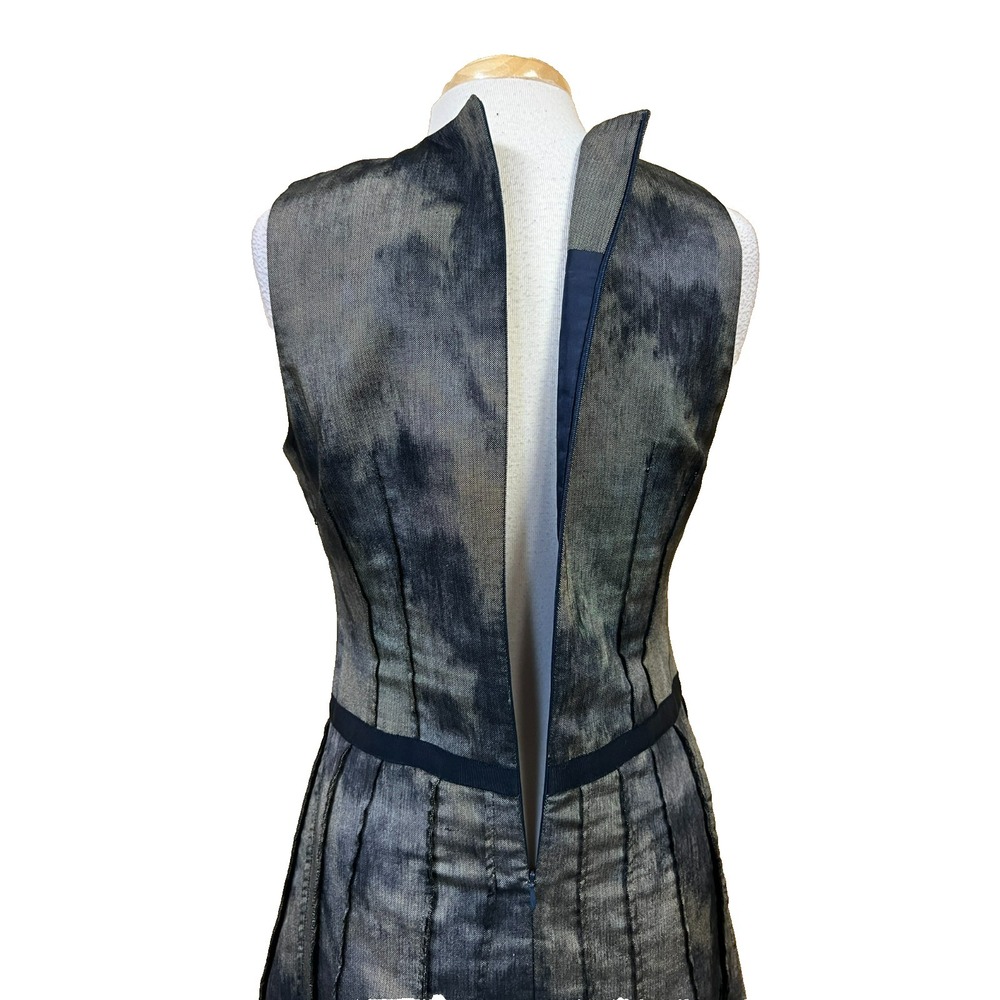 VERONIKA MAINE Fit & Flare Dress Gray Watercolor Pintucks Sleeveless Lined SZ 14 - Picture 7 of 17